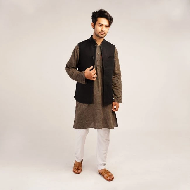 Handloom Woolen Checks Waist Coat