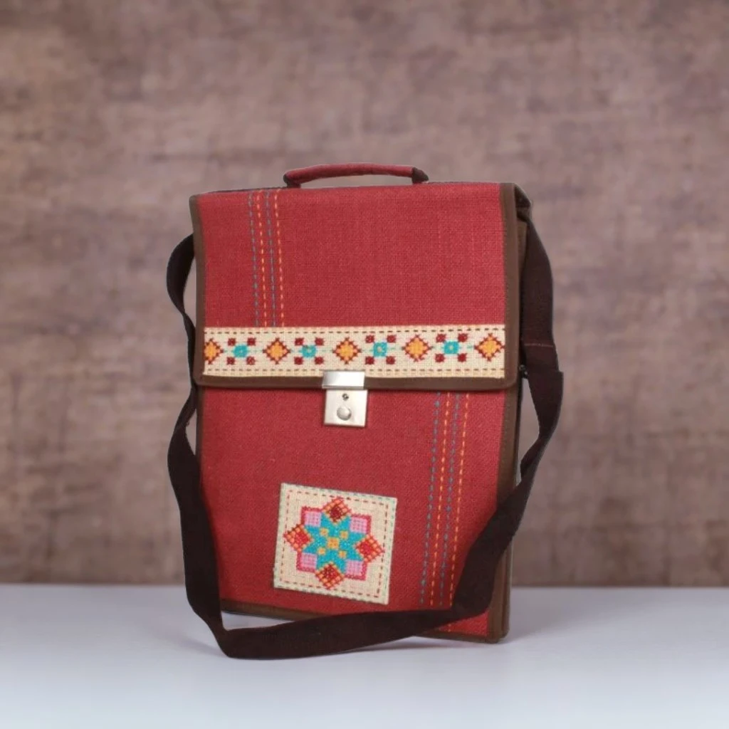 Hand Embroidered Jute Office Bag